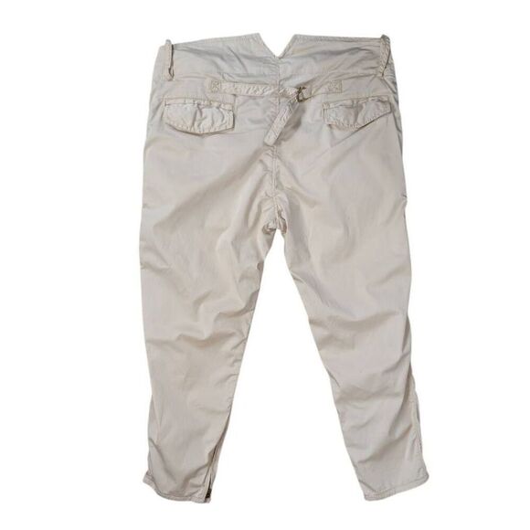Vivien Ramsay 31 XL 36” Beige Tan Silk Capri Pants Paper bag Waist Curvy Retro - Picture 1 of 6